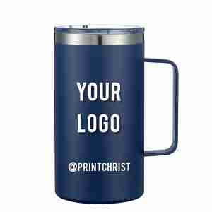 24 oz Custom Insulated Mug - blue custom insulated church gift mug
