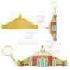 Evangel Cathedral Building Keychain - gold plated custom church keychain