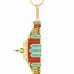 Evangel Cathedral Building Keychain - detail view gold church keychain gift