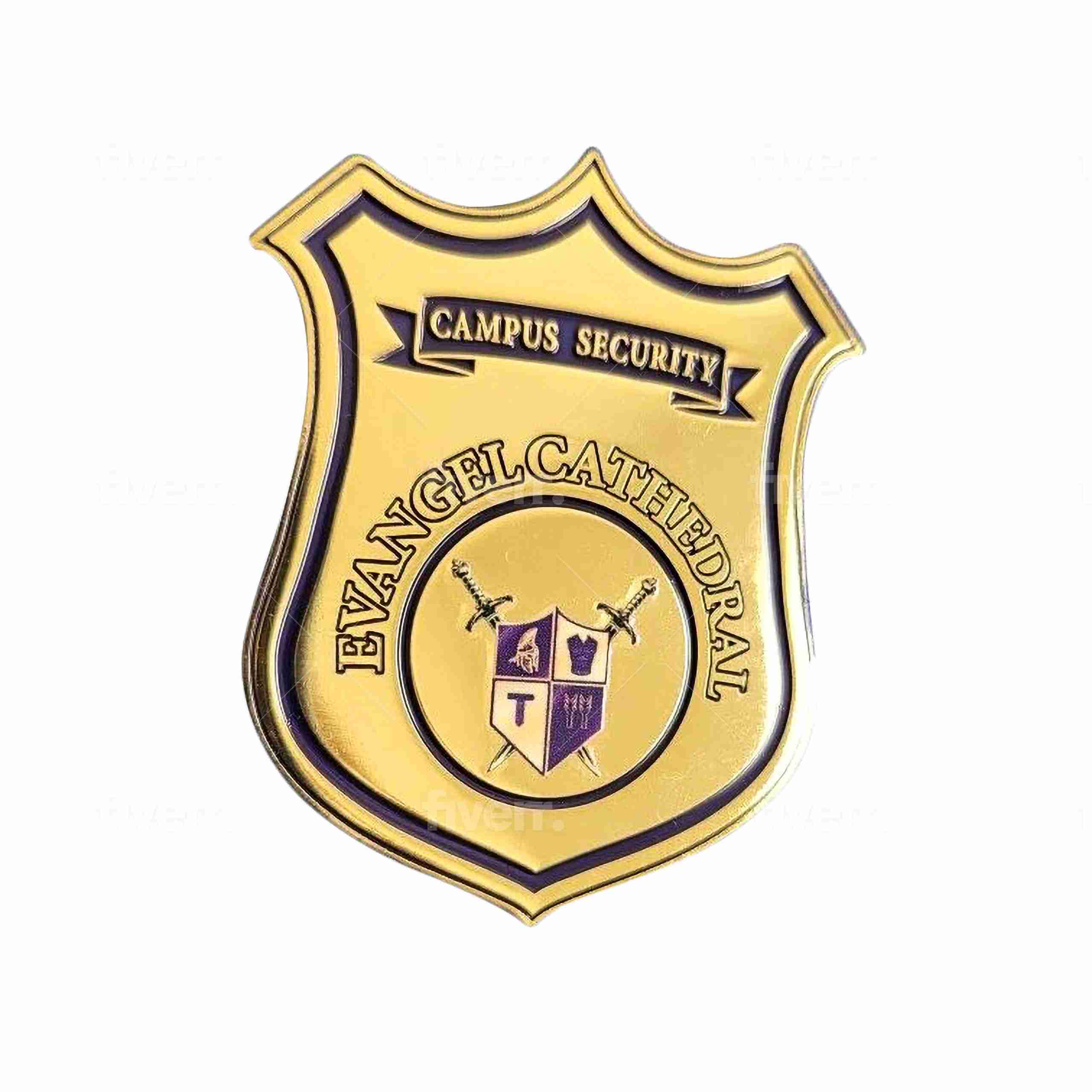 EVANGEL_SECURITY_BADGE_PRINTCHRIST_1 Premium Evangel Security Officer Gold Metal Badge - custom church security badge