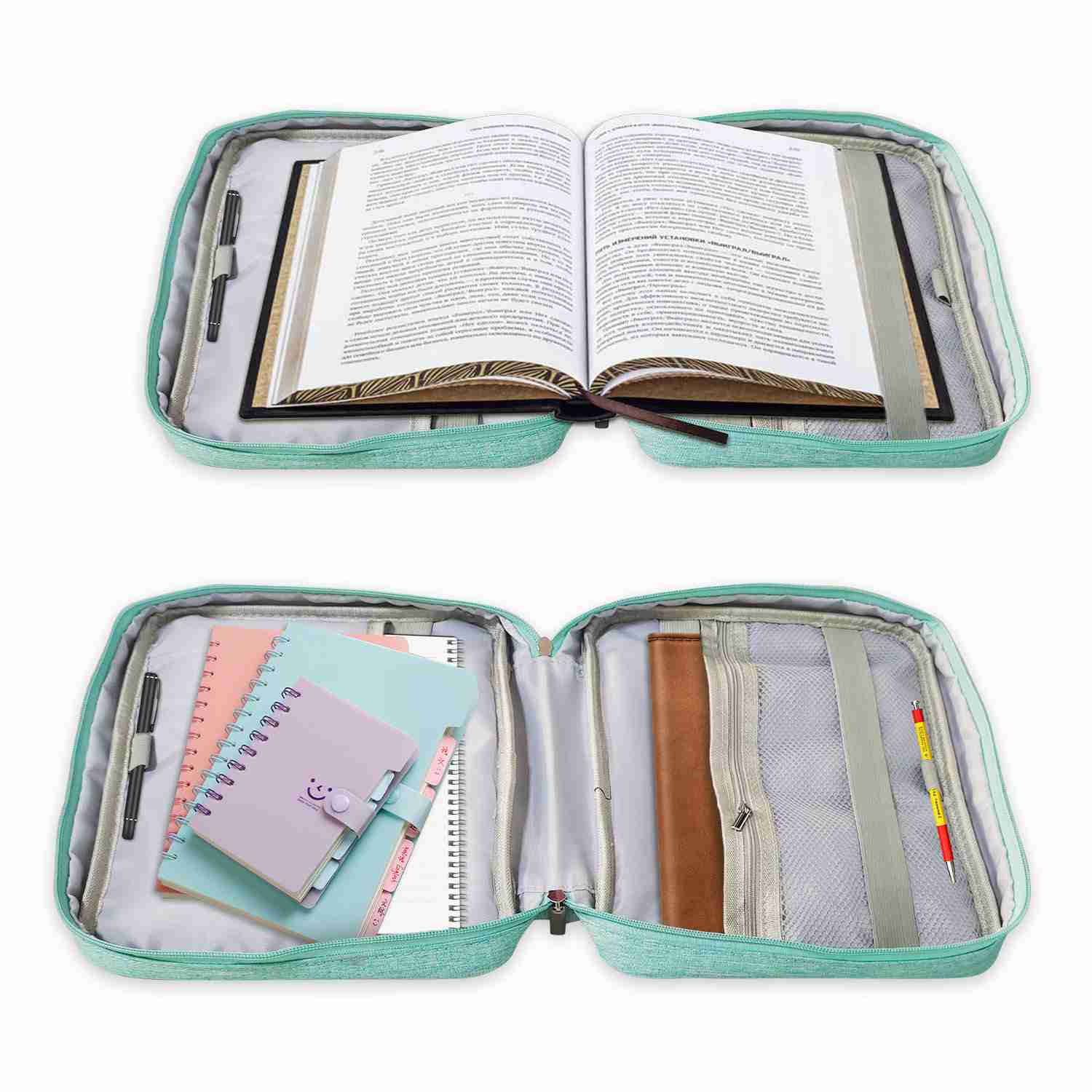 PrintChrist_Blible_cover_with_sea_blue_2 Bible Cover with Stand 1715 - zipper Bible cover with multiple pockets