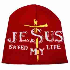 Jesus Saved My Life Beanie - gallery view Christian faith declaration hat
