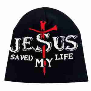 Jesus Saved My Life Beanie - color option Christian knit beanie