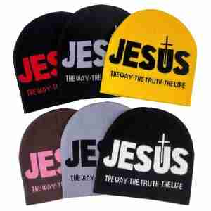 JESUS Knit Unisex Pullover Hat - bold Christian faith beanie hat