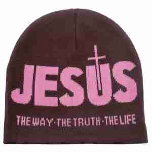 JESUS Knit Pullover Hat - red color Christian faith beanie