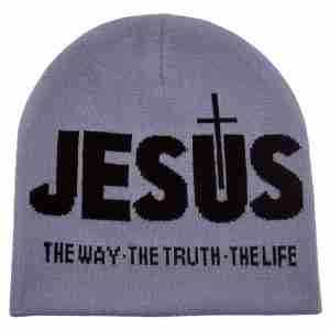 JESUS Knit Pullover Hat - black Christian beanie one size fits all