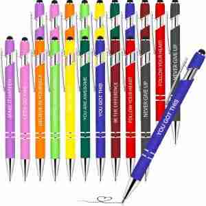 Motivational 2-in-1 Stylus Retractable Ballpoint Pen - custom gift pen