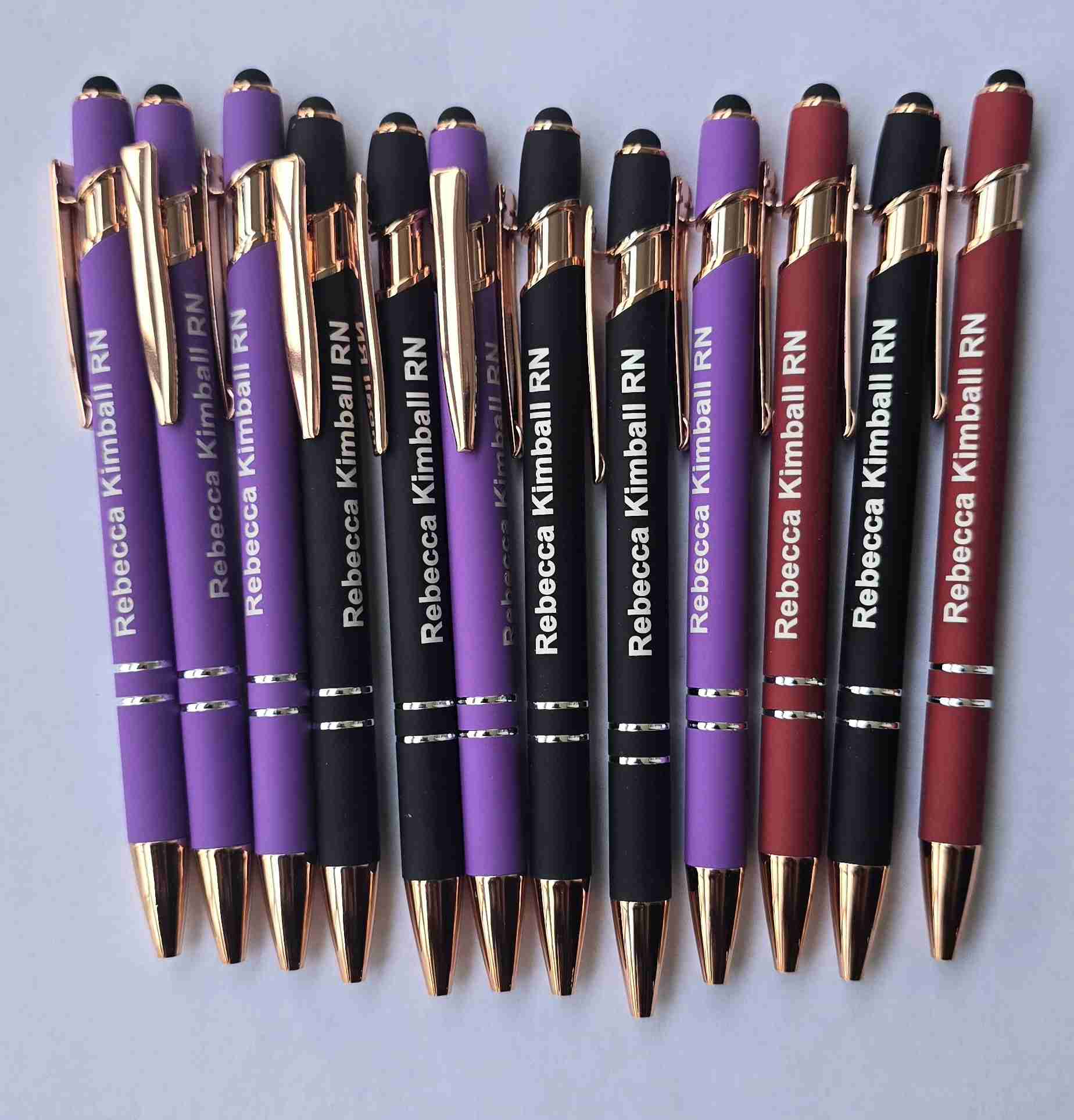 PRINTCHRIST_REBECCA_PEN_1 12 Personalized Pens 2-in-1 Stylus - free name logo printing gallery view