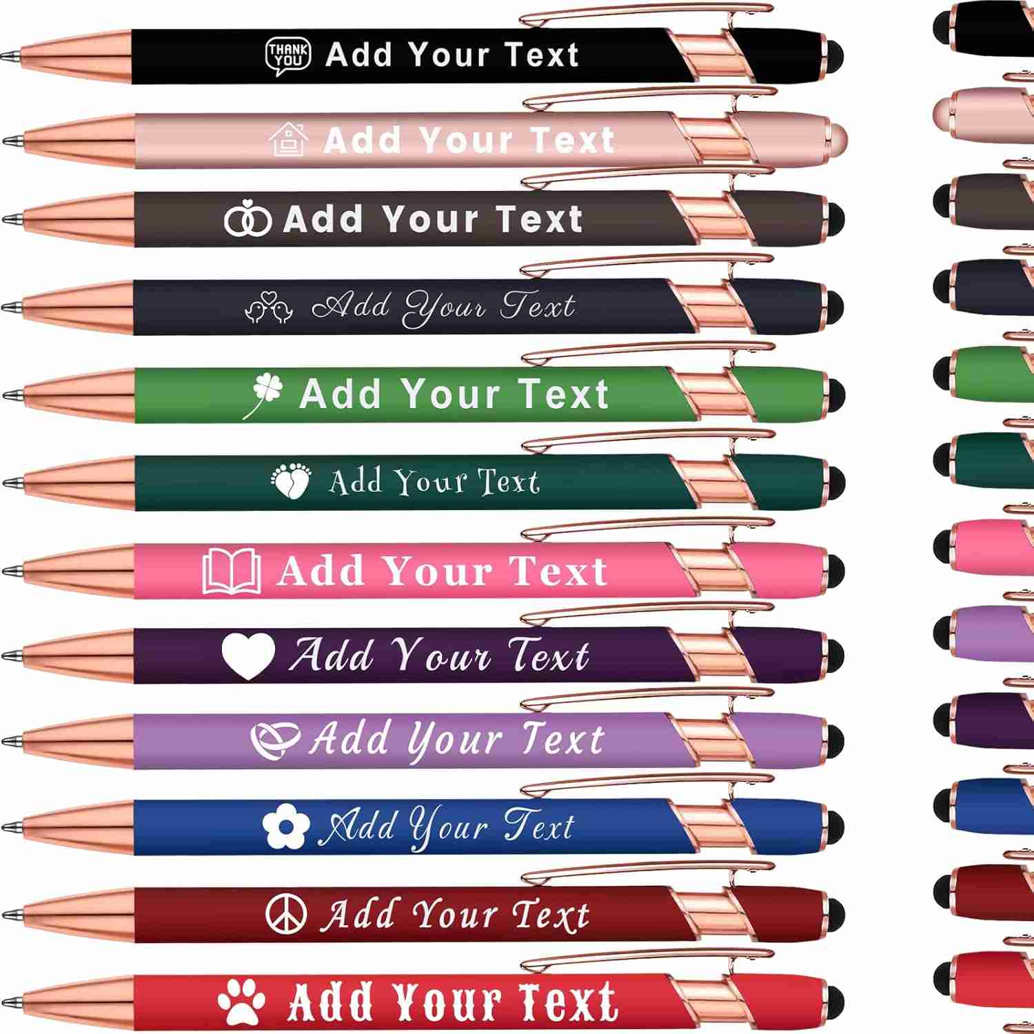PrintChrist_12_gold_mixed_colors_1 12 Custom Pens Free Logo Name Print - personalized ballpoint pen set