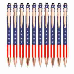 All American Duo Pen Stars and Stripes Stylus - custom patriotic branding pen
