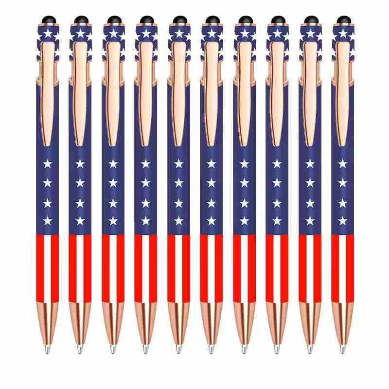 All American Duo Pen with stars and stripes design and stylus tip