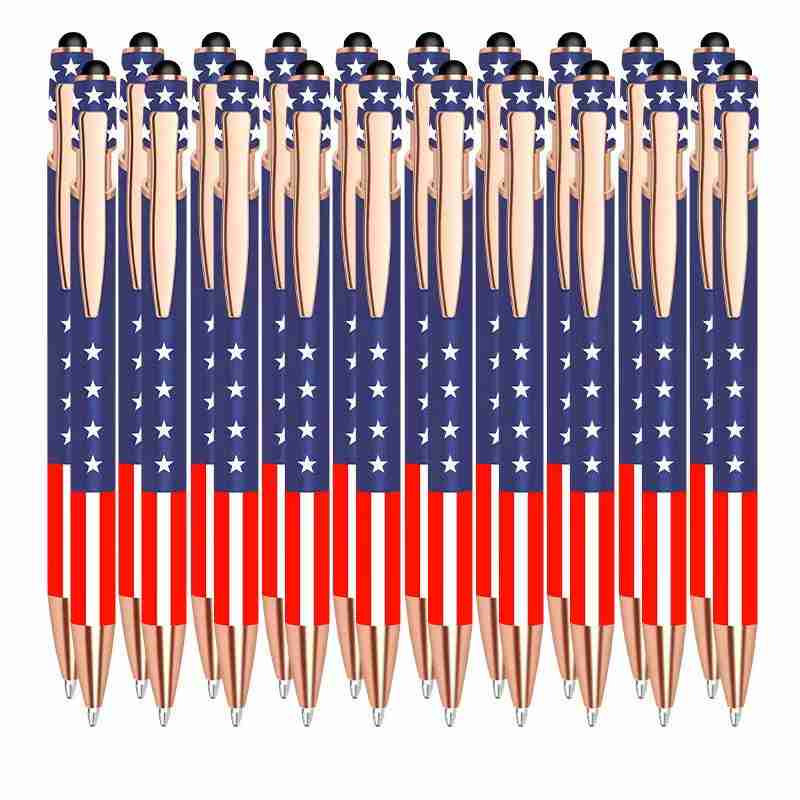 printchrist_usa_flag_pen_20 All American Duo Stylus Pen - side view custom patriotic pen