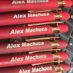 12 Personalized 2-in-1 Stylus Pens - red color free name print
