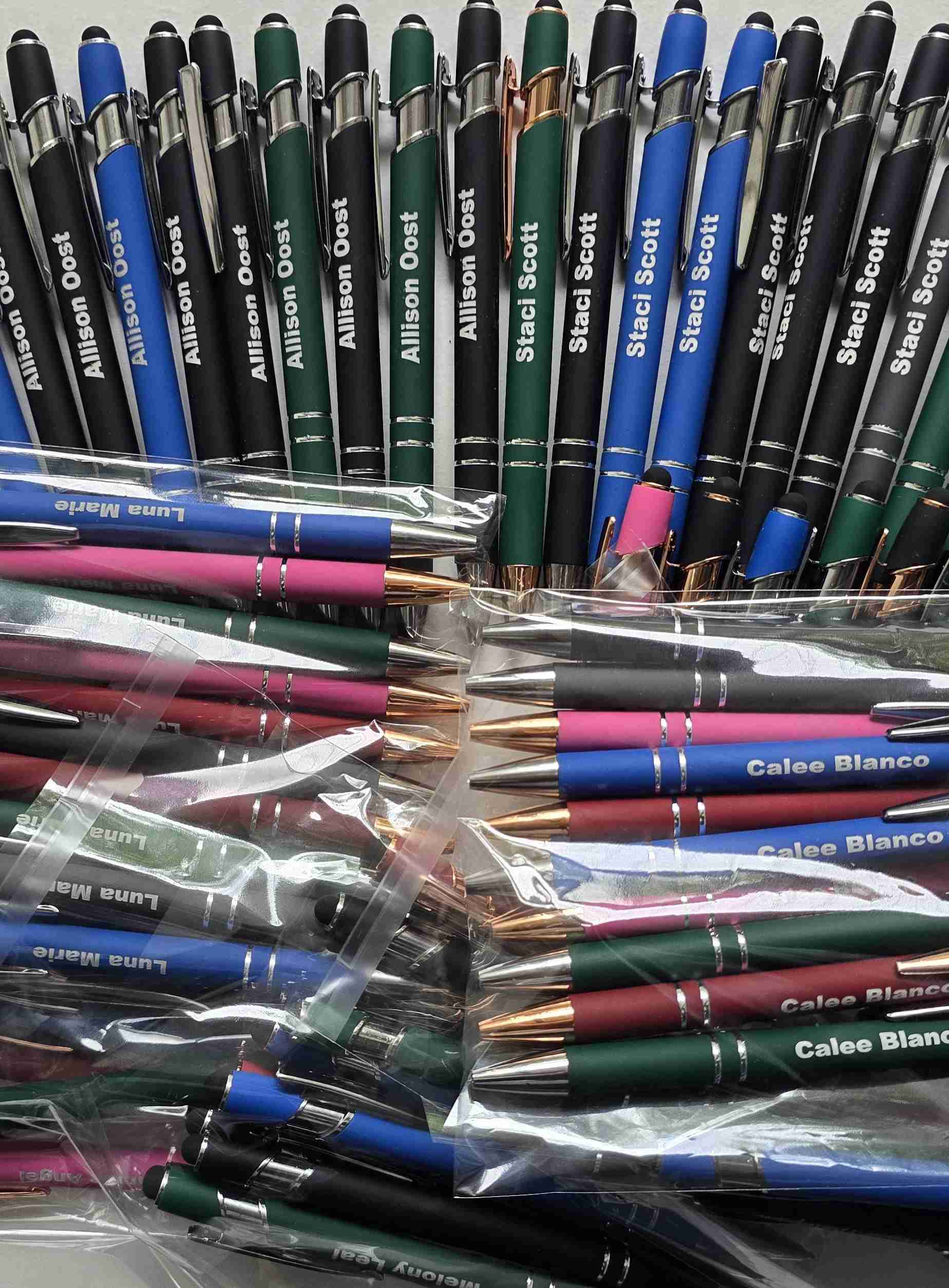sample_5 12 Personalized 2-in-1 Stylus Pens - green color free logo pen set