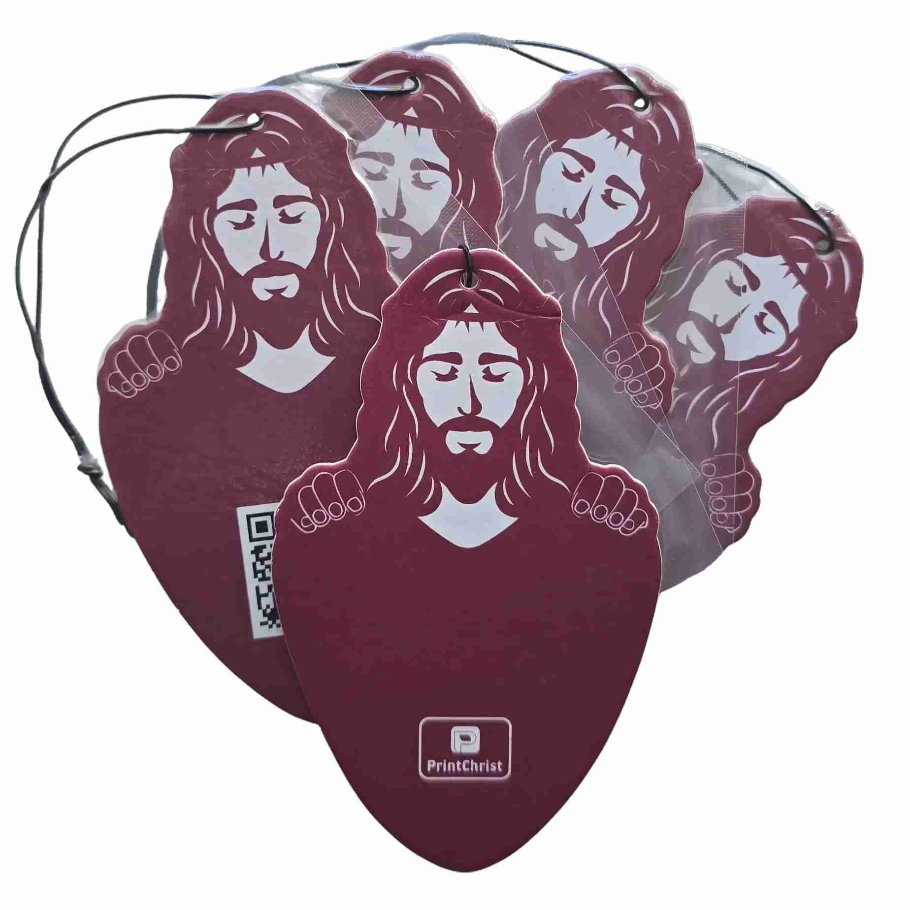 white_background_air_freshner_red_1 5 ChristScent Car Air Fresheners - Jesus Placard Christian car freshener set