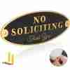 Premium Zinc Alloy No Soliciting Sign - waterproof metal door plate black gold