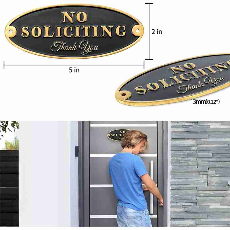 Printchrist_no_soliciting_sign_2 No Soliciting Sign - side view premium zinc alloy metal door sign
