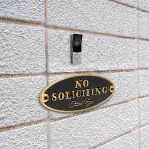 No Soliciting Sign - detail view Thank You zinc alloy door plate