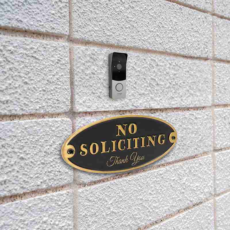 Printchrist_no_soliciting_sign_4 No Soliciting Sign - detail view Thank You zinc alloy door plate
