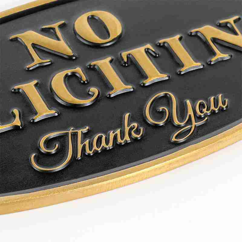 Printchrist_no_soliciting_sign_6 – Copy No Soliciting Sign - size comparison zinc alloy home office door plate