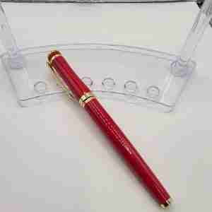 Sleek Red Metal Executive Pen with Gold Trim